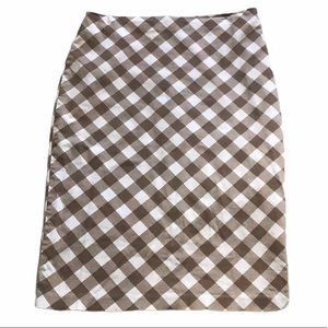Brown and White Plaid Pencil/Midi Skirt